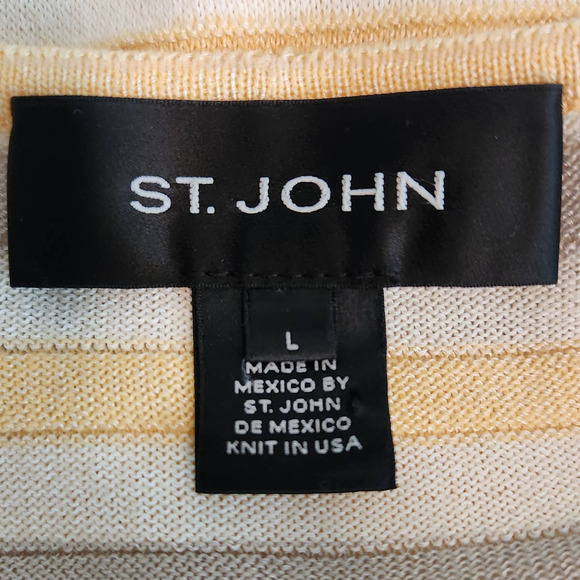 St John Wool Blend Stripe Cardigan Sweater Womens Size Large - Picture 2 of 7